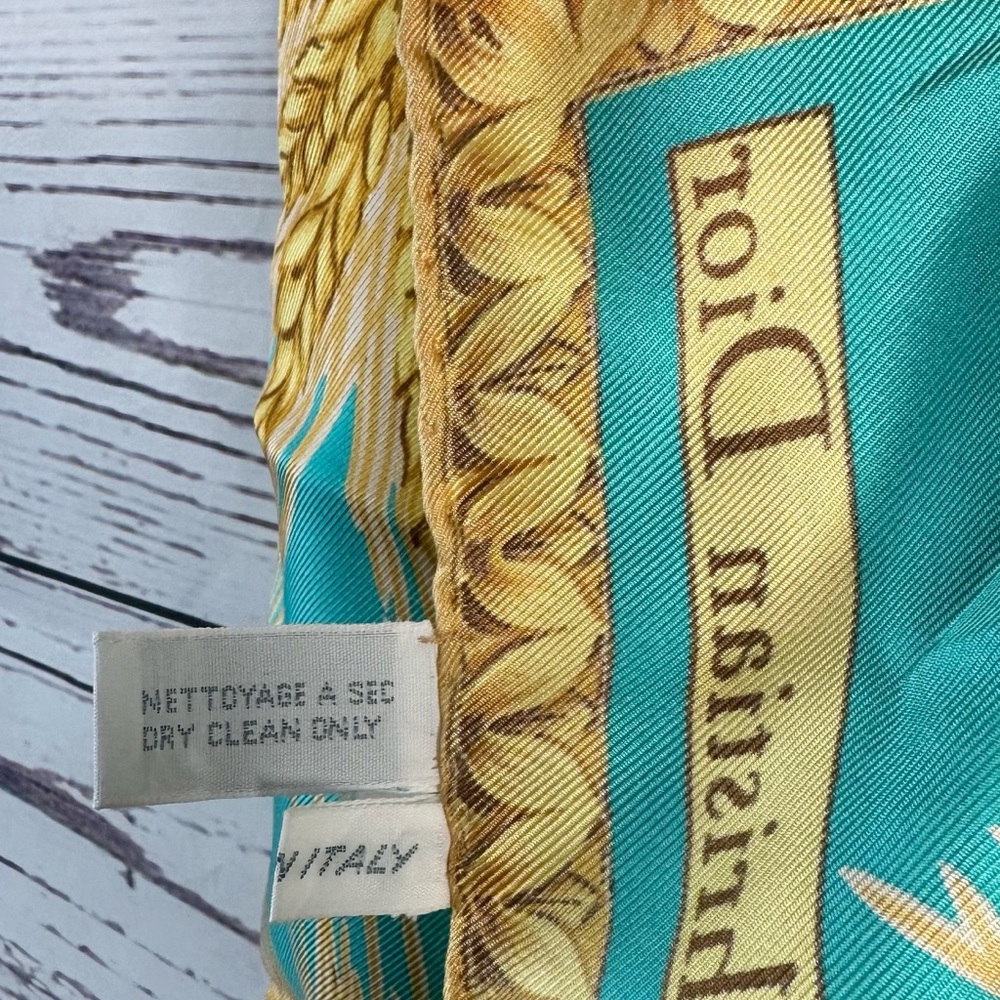 Dior Silk Scarf in Teal and Gold - Picture 9 of 9